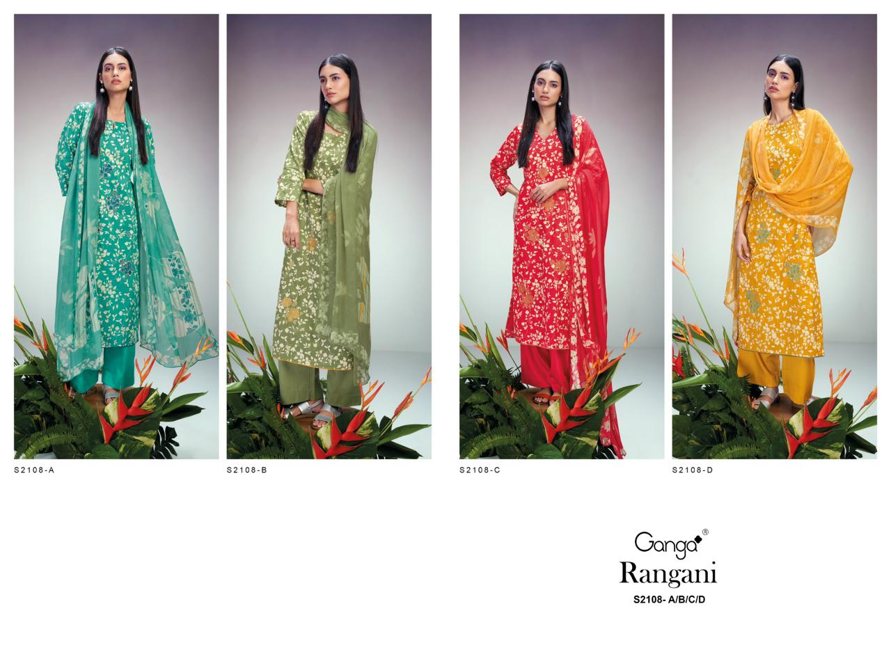 Ganga Bloom Plazzo Silk Unstitched Dress Material | Party suits